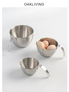 Stainless Steel 18/8 Egg Beater Basin Baking Cooking Bowl with Handle Sharp Drainage Bowl Japanese Style round Shape Kitchen Utensils