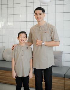 Baju Koko Pria Couple ayah dan anak atasan muslim pria kurta pakistan warna sage green wardah