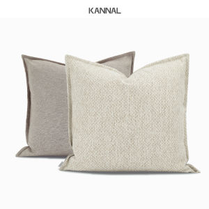 [Four Seasons · Sand] Japanese-Style Double-Sided Cream and Coffee-Colored Cotton and Linen Cushion Nordic Cushion Model Room Sales Office Villa