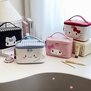 Sanrio | Sanrio Portable Large Capacity Makeup Bag PU Leather Cosmetic Case Travel Toiletry Organizer