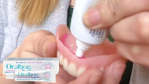 Oralhoe กาวติดฟันปลอม denture adhesives เพื่อความสบายและการดูแลเหงือกที่ดีขึ้น (20g)