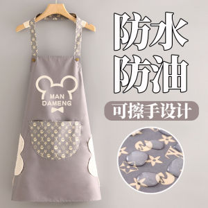Japanese Style Waterproof Apron Kitchen Home Use New 2025 Oil Resistant Womens Fashionable Cute Cooking Waist Apron Internet Famous Work Uniform