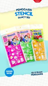 1set isi 2 Penggaris Motif Bentuk Stencil 1101 / Penggaris Design