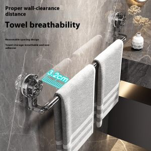 Telescopic Suction Cup Towel Rack Stainless Steel Adjustable Rack Mandi Punch-Free Bathroom Shower Rack Suction Cup