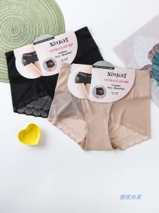 Xinjia Belly Contracting Underwear Womens Mid-Waist Ice Silk Traceless plus Size Mesh Body Shaping Waist String Hip Raise Skinny Briefs