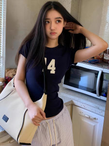 Slim Fit Pure Cotton Short Sleeve T-Shirt Womens Summer New Style Regular Shoulder Fashionable Casual round Neck Top