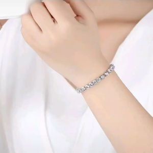 4Mm Gelang Berlian Diamond Moissanite Bangle Wanita Gelang Dengan Batu Permata Bracelet Warna Silver Untuk Pernikahan