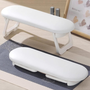 Nail Arm Rest Foldable PU Leather Nail Cushion Hand Rest with Soft PVC Table Mat for Acrylic Nail