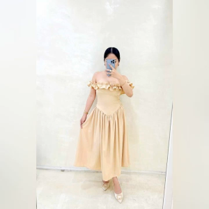 Summer Beach Casual Boho Plain Korean Ruffle Off Shoulder Dress - xs to large - classy and elegant - timeless classic - timeless piece - casual office or party - classic piece - super kapal ng tela - hindi kayo magsisi - our aim is to produce quali