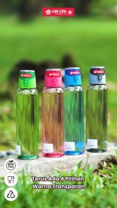 • BISA COD • LION STAR Yoshi Bottle 600 ml Botol Minum Flip Top NA-20 Bening + Cantolan Plastik BPA FREE LIONSTAR