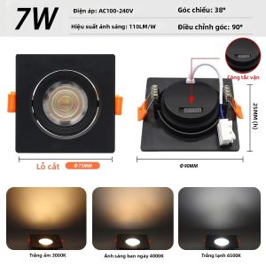 1-10 Chiếc CCT 3000/4000/6500K Đèn LED Âm Trần Có Thể Gập Lại Đèn Trần Chống Chói Cho Phòng Ngủ Phòng Tắm Gắn Trên Bề Mặt