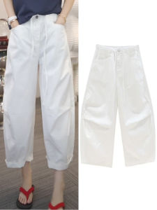 Shalldoer | Trendy Solid Color Straight Leg Casual Pants Women Summer Loose Slim Wide Leg Eighteen Pants Comfortable Fit Fashionable Style