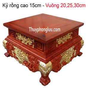 Kỷ Vuông Rồng Vàng Chân Quỳ Gỗ Hương Cao 15cm