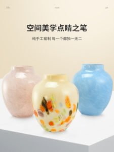 ขวดดอกไม้แก้วสีน้ำเงินระดับไฮเอนด์ ขวดดอกไม้ขนาดเล็ก ตกแต่งห้องนั่งเล่น วัสดุแก้ว วัสดุอื่นๆ ตกแต่งห้องนั่งเล่น