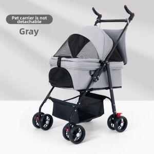 Portable Collapsible Pet Stroller with Detachable Basket