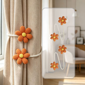2pcs Magnetic Curtain Tiebacks with Daisy Flower Cute Floral Holdbacks for Kids Room Decor