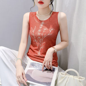 REHIN Summer new fashion floral printed jersey undershirt vest sleeveless T-shirt bottoming shirt elegant womens tank top