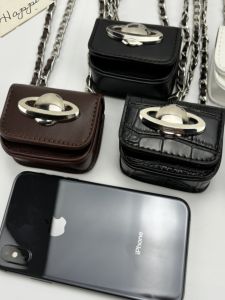 Saturn Mini Crossbody Chain Wallet Earphone Bag Fashionable Waist Chain Bag Casual Simple Style PU Leather Youth Handbag