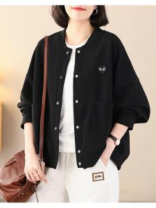 Spring Autumn Lightweight Loose Fit Casual Style Womens Open Cardigan Sweatshirt Slimming Outerwear Versatile Quality Top