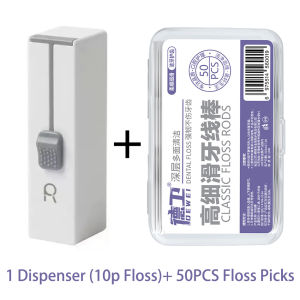 Portable Auto Pop-up Floss Box Refillable Dustproof Dental Floss Holder with 50 Counts Tough Smooth Floss Picks Deep Clean Teeth