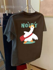 Cotton White Short Sleeve T-Shirt Cartoon Print