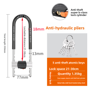 MONLEYTA | Waterproof Anti-rust U-Shaped Lock Password Lock For Glass Door Home Security Extended Length Anti-Theft Lock Hardware U Lock