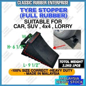 (FULL RUBBER) RUBBER TYRE STOPPER WHEEL CHOCK FOR CAR SUV 4X4 LORRY TRUCK TYRE STOPPER