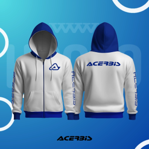 Hoodie Sweater Jaket Jumper HSCLO AVERSUS WHEELS WHITE BLUE ZIPPER HOODIE Bahan Fleece Jaket Lengan Panjang Ukuran Jumbo Big Size XS S M L XL XXL 3XL 4XL 5XL