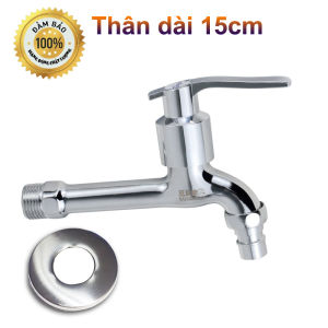 Vòi Xả Nước Thân dài 15cm Thép mạ điện sáng bóng Van lõi đồng siêu bền SAN15