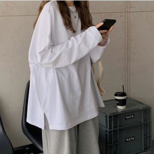Loose Long Sleeve Womens Base Shirt Winter Inner Wear T-shirt Simple White Casual Commute Style Cotton Blend Mid-Length