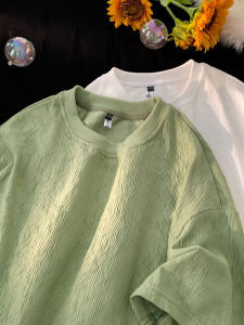 Bơ Xanh Lá Ice Lụa Áo Thun Nam Tay Ngắn Khô Nhanh Mùa Hè Thời Trang Mới Rộng Rãi Màu Nguyên Chất Áo Polyester Cổ Tròn Sợi