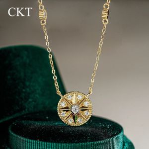 codCKT Hexagram Pendant For Womens 14K Gold with Diamond Moissanite Necklace Wedding Fine Jewelry
