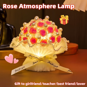 Rose Night Light DIY LED Atmosphere Lamp Romantic Flower Light Bedroom Decor Gift