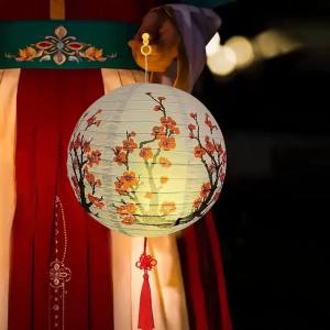 1pc 12Inch 30cm Red/white Plum Blossom Paper Lantern Round Chinese Japanese Paper Lamp Festival Home Wedding Party Decoration