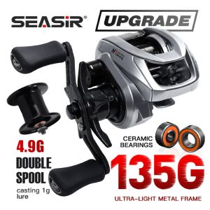 [OFFICIAL] SEASIR M1 Reel Pancing BaitCasting 2 Kumparan+135G Rangka Logam Ultraringan 10+1 BB Rasio Gigi 7.6:1 Reel BaitCasting Serat Karbon 5kg Maksimum TarikanMesin Cuci Bantalan Keramik Hibrida Dua Kumparan Kumparan Air Laut Pegangan RyobiSeasir