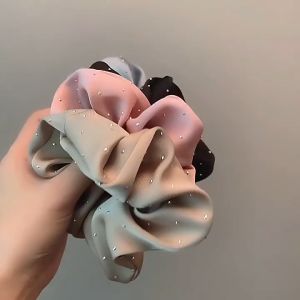 Soft Satin Scrunchies Hair Tie Hair Scrunchies With Diamond Dots Fashion Hair Accessories