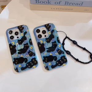 Case Xiaomi Redmi A3 13C 14C Poco C65 C75 Casing Softcase Black Cat Tali Gelang Premium