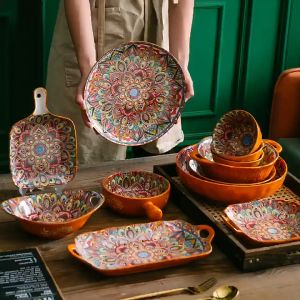 Orange Color Bohemia Porcelain Ceramic Bowl Plate Porselin Seramik Pinggan Mangkuk 波西米亚陶瓷碗盘