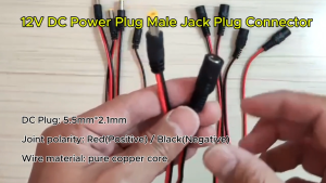 12V DC Power Plug Male Jack Plug Connector Cable 5.5X2.1mm With Cord Cable