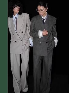 Korean Style Loose Double-Breasted Suit Set