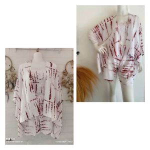 one set kemben kardigan loss motif garis rayon bali