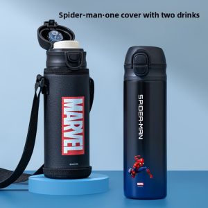 New 2025 Childrens Thermal Cup Boy Food Grade Double Drinking Water Cup Primary School Students Special Bottle  Cartoon