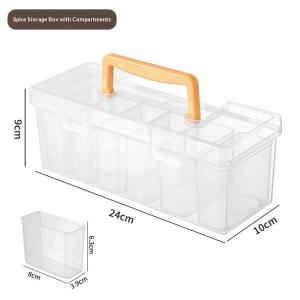 [L] 7-Piece Tool Organizer Set Transparent Storage Box With Dividers-Portable Case For Spices Beads Small Hardware Accessories