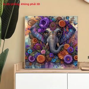 1 Miếng Tranh Gắn Đá Flat 2D Họa Tiết Động Vật Canvas Không Khung Phong Cách Hiện Đại Món Quà Lý Tưởng Cho Phòng Ngủ Hành Lang