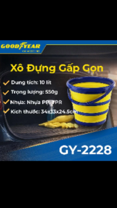 Xô Đựng Gấp Gọn GOODYEAR GY-2228 Dung Tích 10L Đa Năng Có Móc Treo Tiện Dụng Chất Liệu Siêu Bền