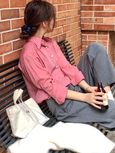 Elegant Pink Plum Blossom Womens Long Sleeve Shirt Autumn Winter French Vintage Style Layering Base Shirt Stylish Top