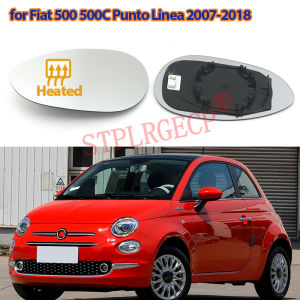 For Fiat 500 500C Punto Linea 2007-2018 Replacement Side Rearview Mirror Heating Glass Heated Mirror Lens with Plate LH RH