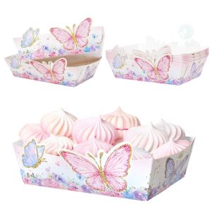 6pcs Butterfly Food Trays Fries Paper Tray for Birthday Party Anniversary Wedding Supplies Snack Box