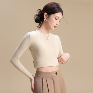 MiiOW | Áo thun dài tay màu trắng MiiOW Cat Person dành cho nữ Áo lót mùa thu đông Áo khoác ngoài ấm áp Áo thun cổ tròn đơn giản