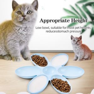 Multiple Cat Plate Bowl Six Compartment Pet Dinner Bowl Multi-Cat Family Feeding Feeder Pet Supplies